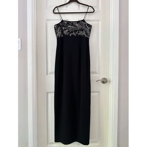 Lauren Ralph Lauren Vintage Slip Dress Black Beaded Sequin Women's Size 8